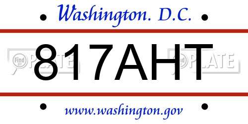 817AHT District Of Columbia License Plate