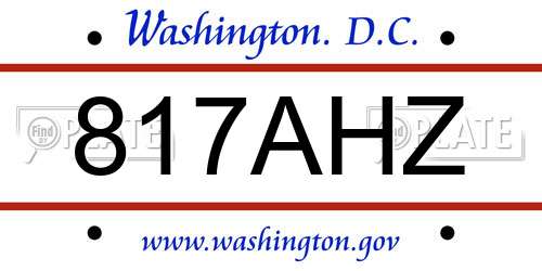 817AHZ District Of Columbia License Plate