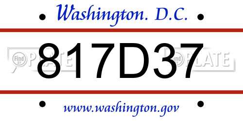 817D37 District Of Columbia License Plate