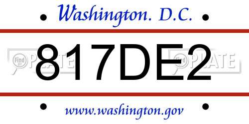 817DE2 District Of Columbia License Plate
