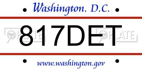 817DET District Of Columbia License Plate
