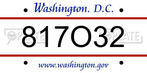 817O32 District Of Columbia License Plate