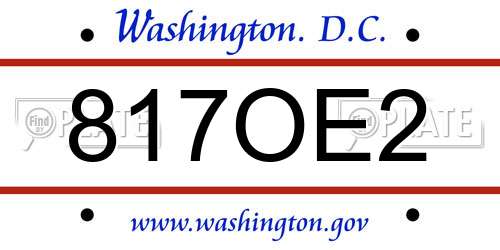 817OE2 District Of Columbia License Plate