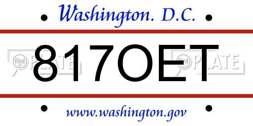 817OET District Of Columbia License Plate