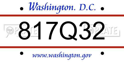 817Q32 District Of Columbia License Plate