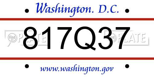 817Q37 District Of Columbia License Plate