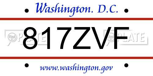 817ZVF District Of Columbia License Plate