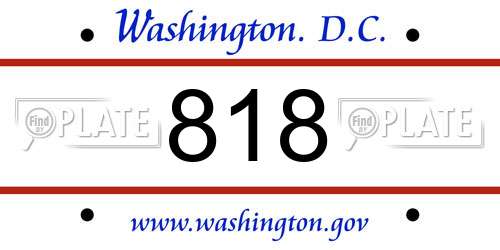818 District Of Columbia License Plate