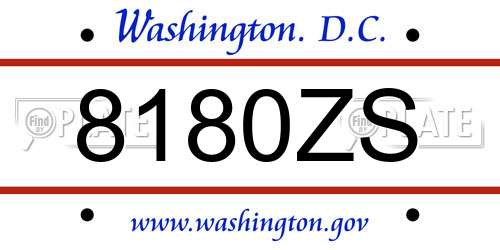 8180ZS District Of Columbia License Plate