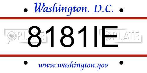8181IE District Of Columbia License Plate