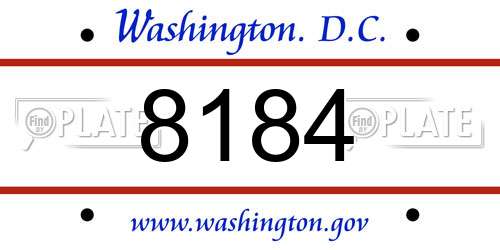 8184 District Of Columbia License Plate
