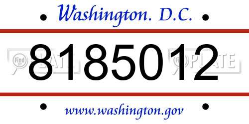 8185012 District Of Columbia License Plate