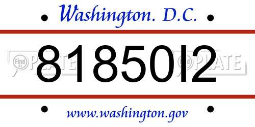 81850I2 District Of Columbia License Plate