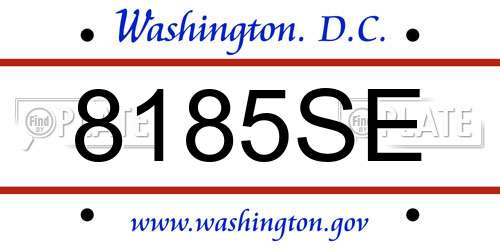 8185SE District Of Columbia License Plate