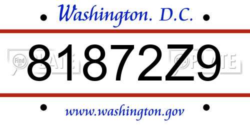 81872Z9 District Of Columbia License Plate