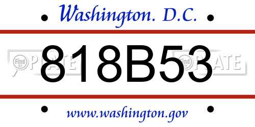 818B53 District Of Columbia License Plate