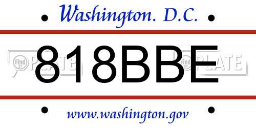 818BBE District Of Columbia License Plate