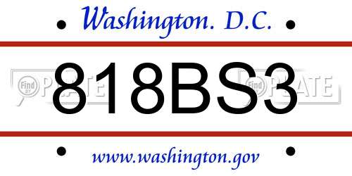 818BS3 District Of Columbia License Plate