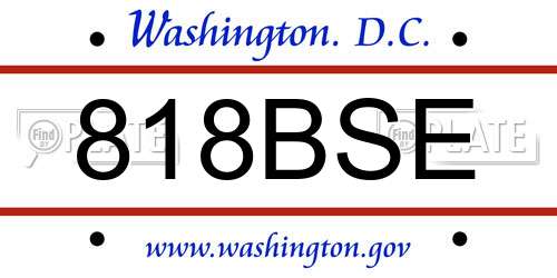 818BSE District Of Columbia License Plate