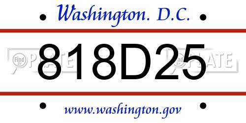 818D25 District Of Columbia License Plate