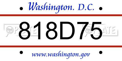 818D75 District Of Columbia License Plate