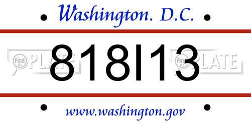 818I13 District Of Columbia License Plate