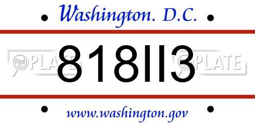 818II3 District Of Columbia License Plate