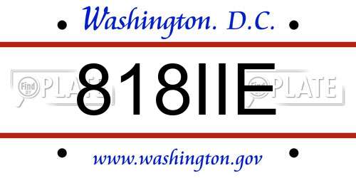 818IIE District Of Columbia License Plate