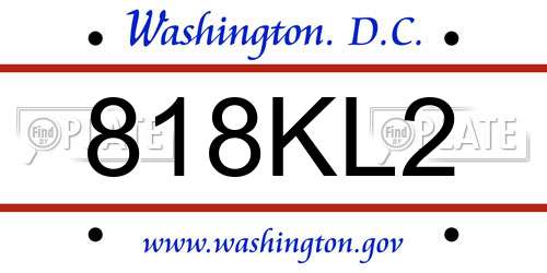 818KL2 District Of Columbia License Plate