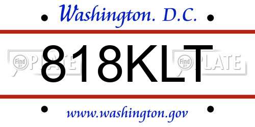 818KLT District Of Columbia License Plate