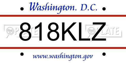 818KLZ District Of Columbia License Plate