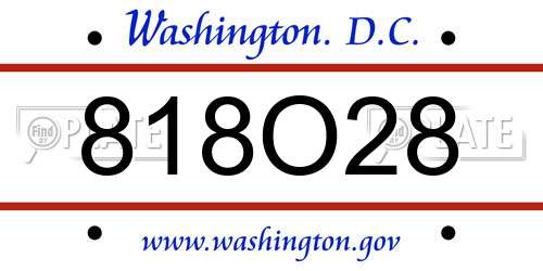 818O28 District Of Columbia License Plate