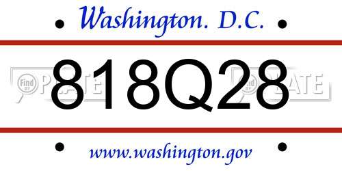818Q28 District Of Columbia License Plate