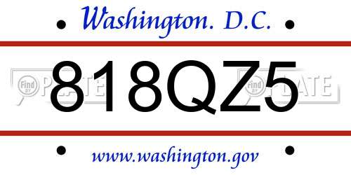 818QZ5 District Of Columbia License Plate