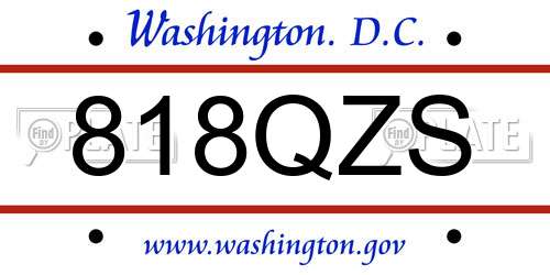 818QZS District Of Columbia License Plate