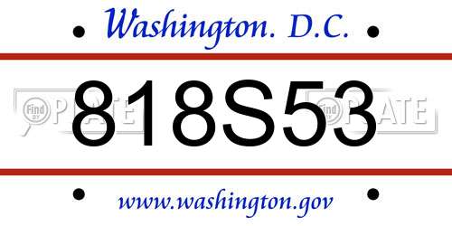 818S53 District Of Columbia License Plate