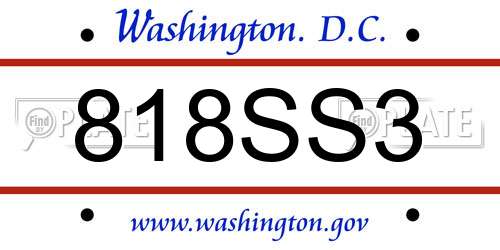 818SS3 District Of Columbia License Plate