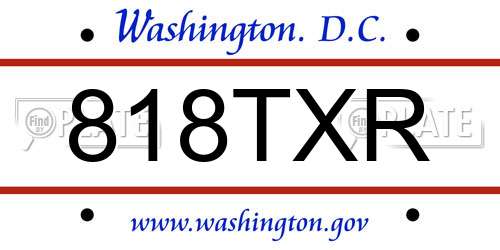 818TXR District Of Columbia License Plate