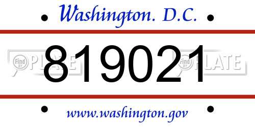 819021 District Of Columbia License Plate