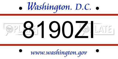 8190ZI District Of Columbia License Plate