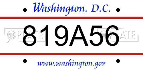 819A56 District Of Columbia License Plate
