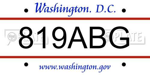 819ABG District Of Columbia License Plate