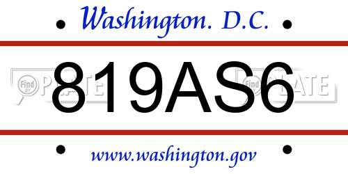 819AS6 District Of Columbia License Plate