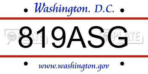 819ASG District Of Columbia License Plate