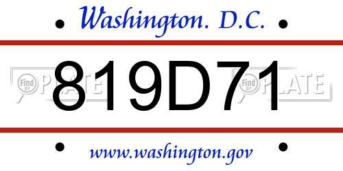 819D71 District Of Columbia License Plate