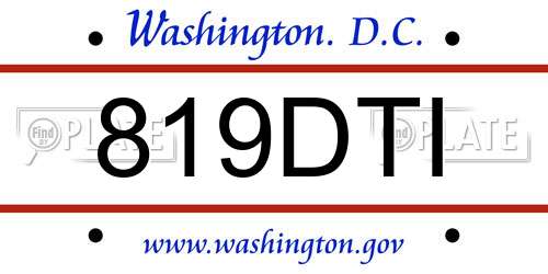 819DTI District Of Columbia License Plate