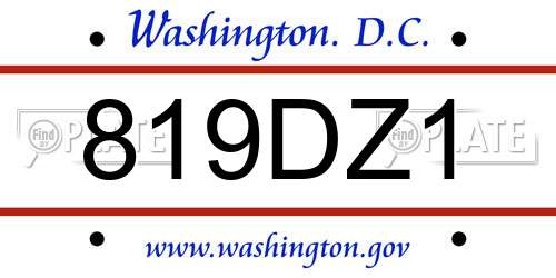 819DZ1 District Of Columbia License Plate