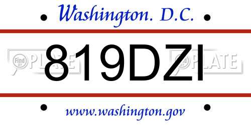 819DZI District Of Columbia License Plate