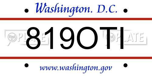 819OTI District Of Columbia License Plate