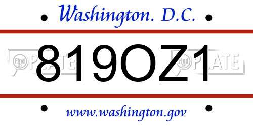 819OZ1 District Of Columbia License Plate